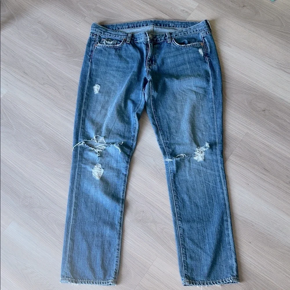 J Crew Vintage Matchstick Straight Leg Blue Jeans 31S Distressed Women’s Denim